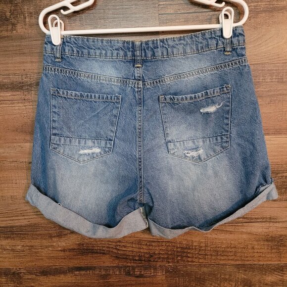 Indigo Rein Denim Shorts Size 30 Ripped Organic Cotton Blend Medium Light Wash - Picture 2 of 11